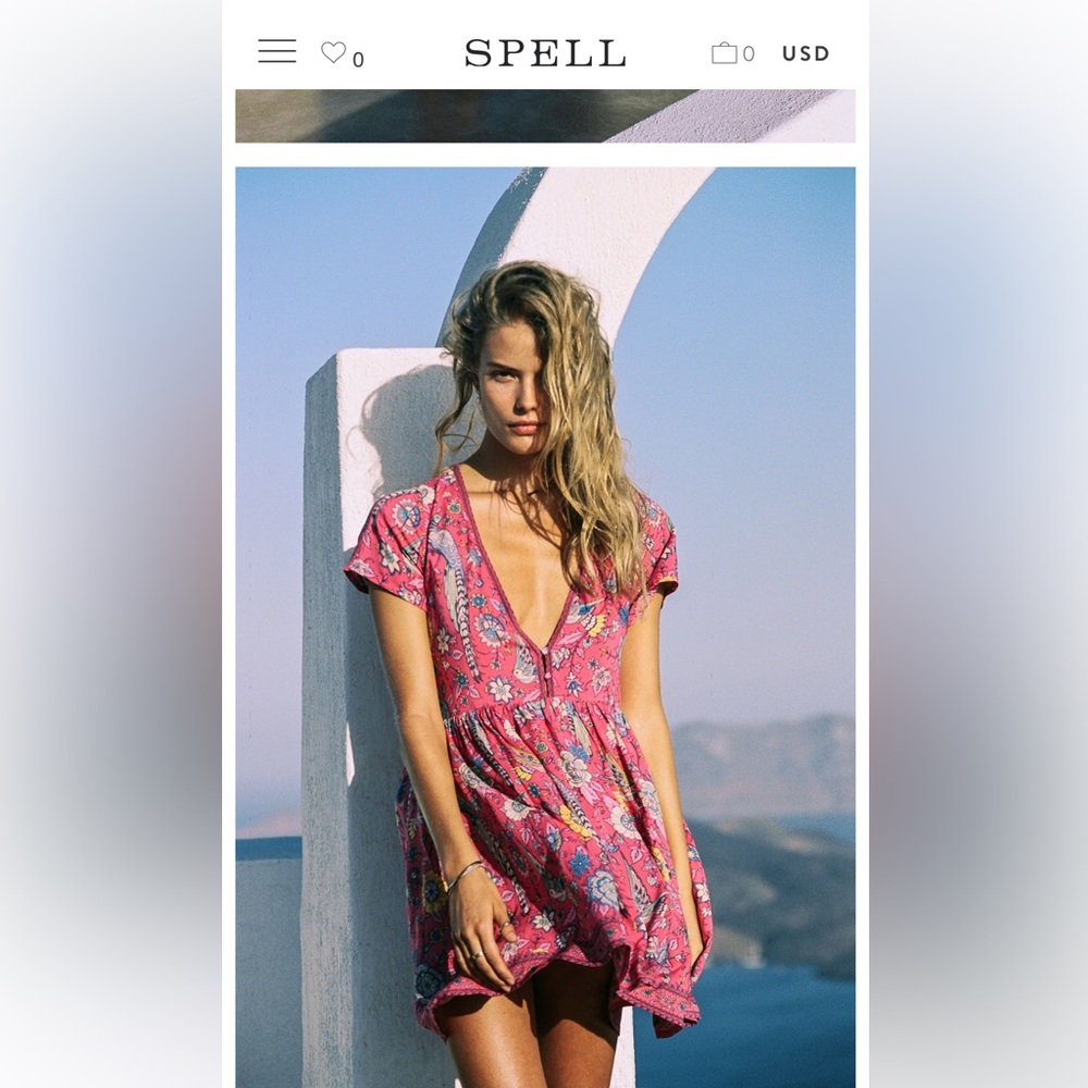 🌺*Rare*🌺2025 Spell & The Gypsy Lovebird Mini Dress Rose Small